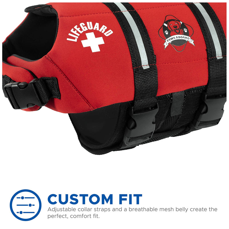 Paws Aboard Dog Life Jacket,  Neoprene Dog Life Vest for Swimming and Boating - Red - PawsPlanet Australia