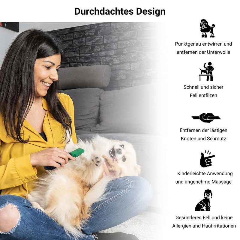 FinoPet set of 2 with fur brush and de-matting knife, long-hair short-hair undercoat brushes, animal hair remover, trimming knife, plucking brush under-fur brush for grooming dogs and cats. Set of 2 de-matting brush and deshedder - PawsPlanet Australia