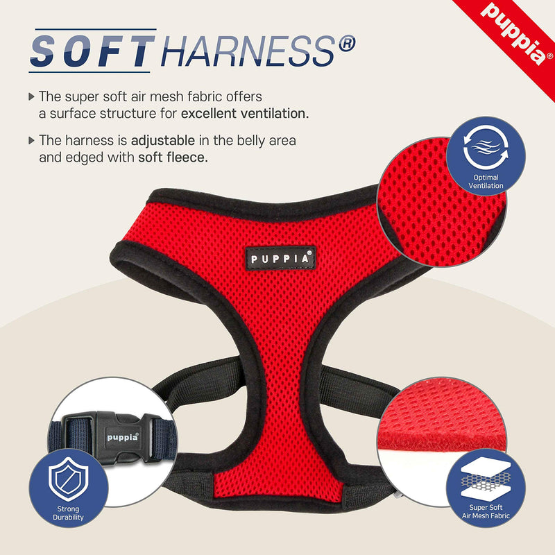 Puppia Soft Harness, M, Black - PawsPlanet Australia