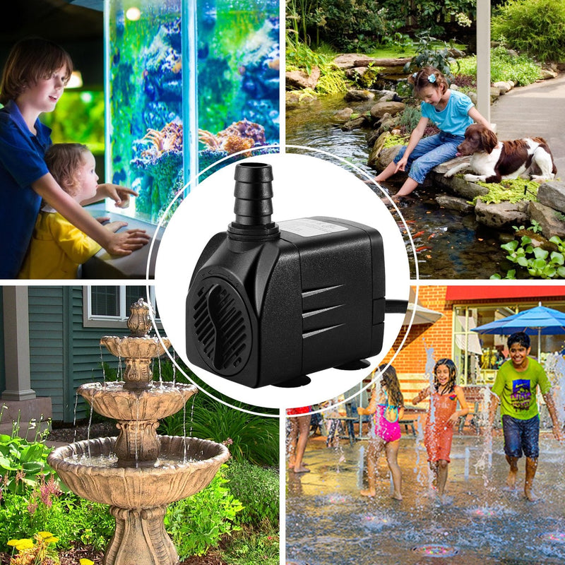 CWKJ Fountain Pump, 400GPH Submersible Water Pump, Durable 25W Outdoor Fountain Water Pump with 6.5ft Power Cord, 3 Nozzles for Aquarium, Pond, Fish Tank, Water Pump Hydroponics, Backyard Fountain - PawsPlanet Australia