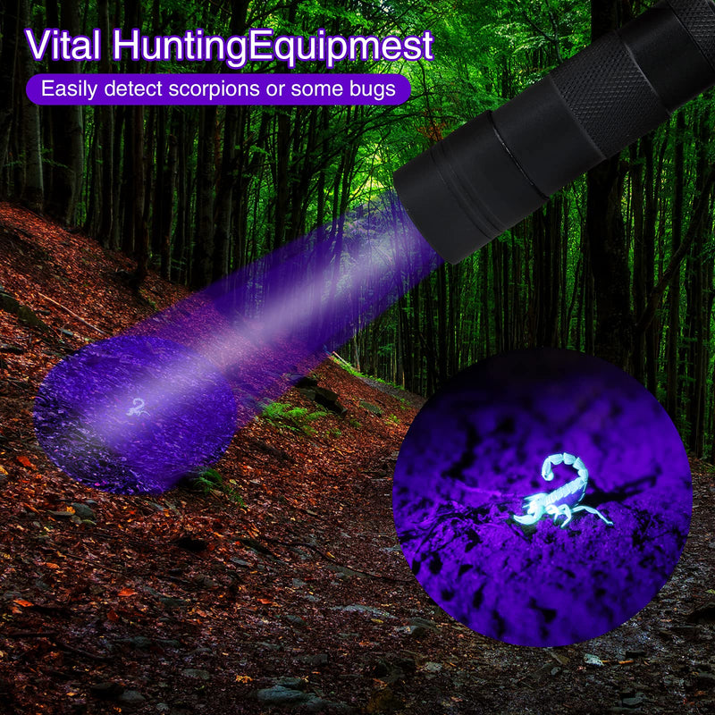 2 Pack UV Flashlight, COSOOS 12 LED Handheld Blacklight Flashlight 395nm Mini Light Torch Detector for Dog Pet Urine Stains, Bed Bugs and Scorpions. (Batteries not Included) - PawsPlanet Australia