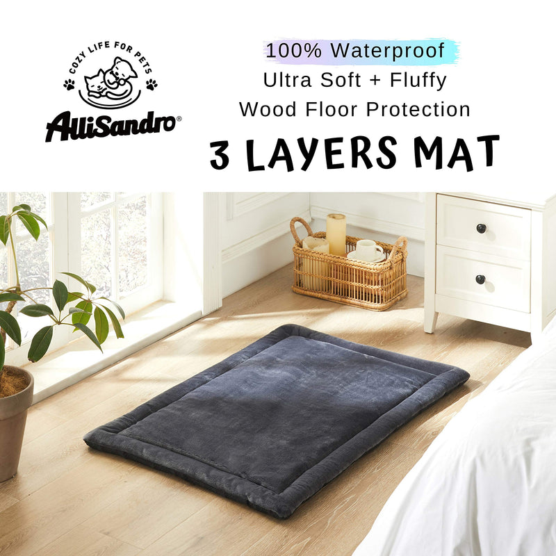 Allisandro Dog Bed Cat Pad M 80x60cm Waterproof Washable Mattress Soft Warm Pet Fleece Cushion Mat Deep Grey - PawsPlanet Australia