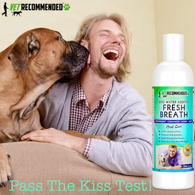 Vet Recommended Dog Breath Freshener Water Additive for Pet Dental Care - All Natural - Works to Solve The Cause of Bad Dog Breath. Add to Pet's Drinking Water - Made in USA (16oz/473ml) - PawsPlanet Australia