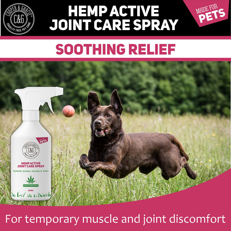 C&G Pets | HEMP ACTIVE JOINT CARE SPRAY 250ML | INSTANT SOOTHES MUSCLE & JOINT | QUICK ABSORB | 100% CRUELTY FREE VET RECOMMENDED | BEST FOR DOGS AND HORSES | AMAZING ESSENTIAL OIL EMBROCATION - PawsPlanet Australia