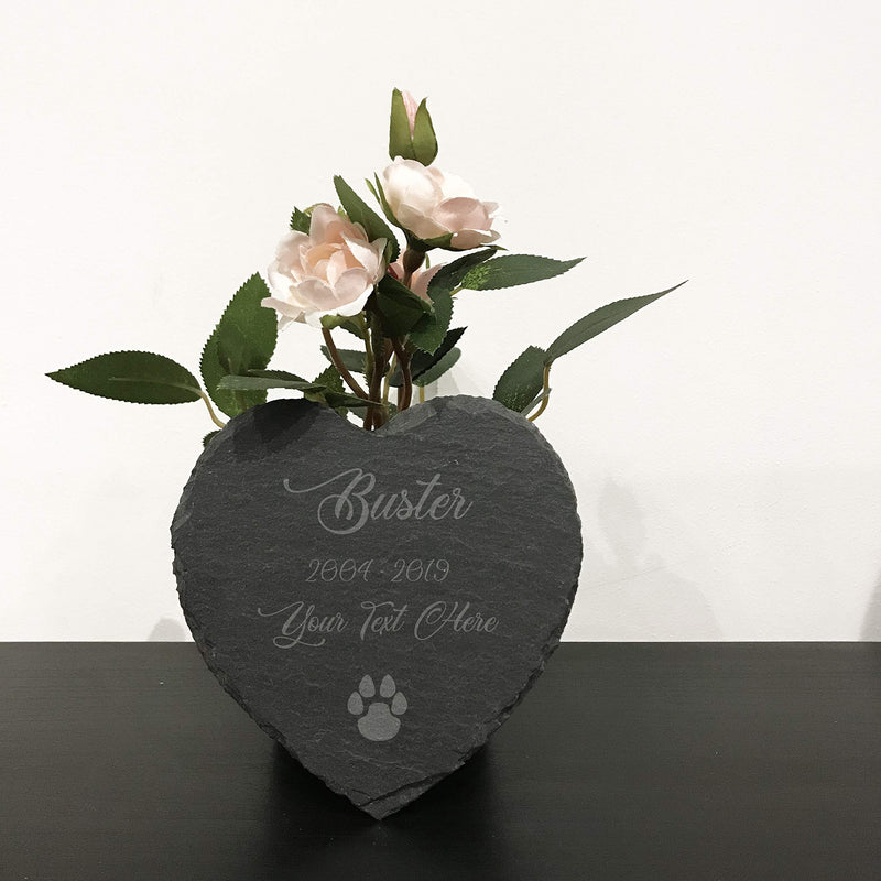 Active Window Films Personalised Engraved Slate Pet Memorial A Stone Heart, Grave Marker Plaque - PawsPlanet Australia