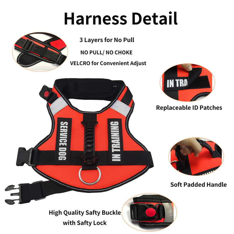 Dihapet Dog Harness No Pull, Service Dog Vest In Training Harness for Puppy Small Medium Large Dog, Adjustable Reflective XL Chest 29-41in Orange - PawsPlanet Australia