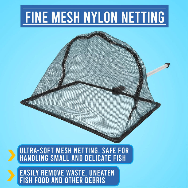 [Australia] - FISH PROS Fine Mesh Fish Tank Net with Long Handle – Aquarium Fish Net with Extendable 24-inch Long Handle – Fish Tank Aquarium Accessories 4 Inch 