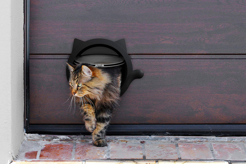 LYNX Cat Door for Pets – 4 Way Locking Cat Flap - for Interior Doors & Exterior Doors Black - PawsPlanet Australia