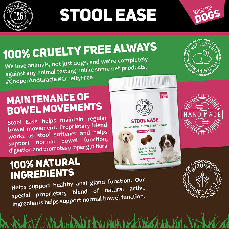 C&G Pets | STOOL EASE FOR DOGS 60 SOFT CHEWS | WHEAT FREE | MAINTAIN REGULAR BOWELS | TASTY MEAT FLAVOUR | HEALTHY STOOLS | VETERINARIAN FORMULATED - PawsPlanet Australia