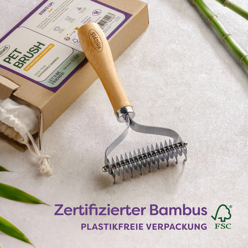 Dog brush - Effective removal of undercoat - Sustainable FSC wood - Soft care - Double-sided fur brush - Dog & cat brush - PawsPlanet Australia