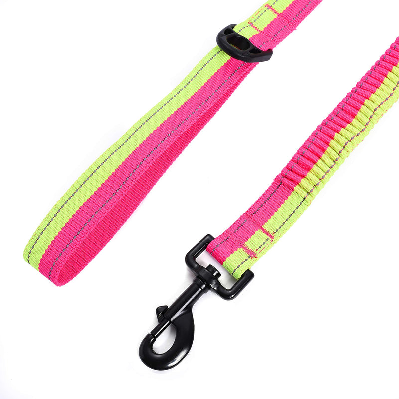 [Australia] - Mile High Life | Bungee Dog Leash | Gentle Pull Training Lead | Soft Comfort Texture | 3-5 Feet | for Dogs/Cats Under 20 lb (6 Colors) Lime/Pink 