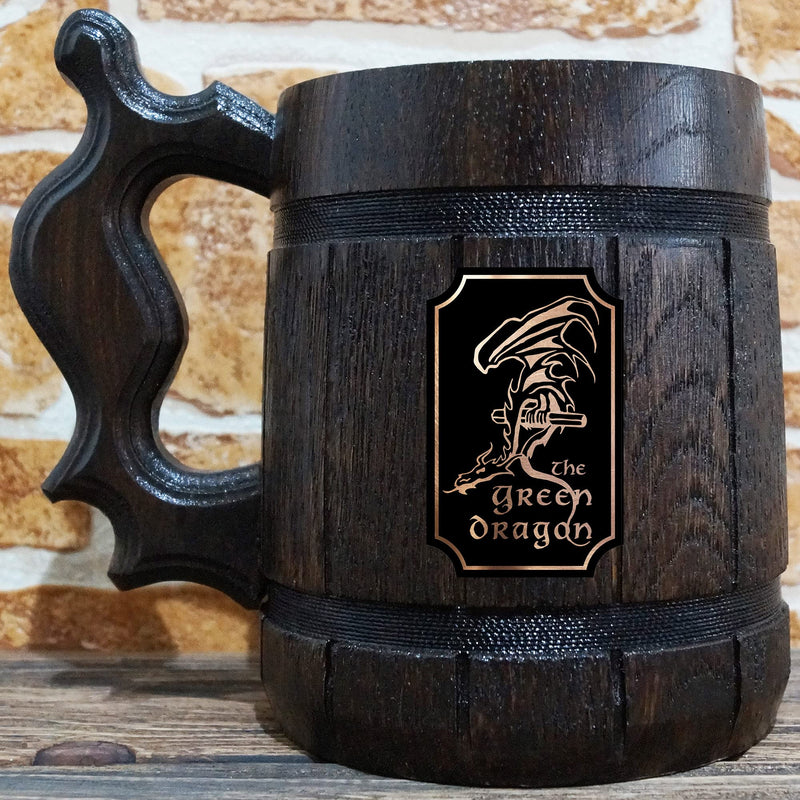 Green Dragon Beer Mug, 17oz, LOTR Gifts, Lord Of The Rings Prop, Fathers Day Beer Mug, 21st Birthday Gifts For Him, LOTR Decorations, LOTR Merchandise, Wooden Beer Stein - PawsPlanet Australia