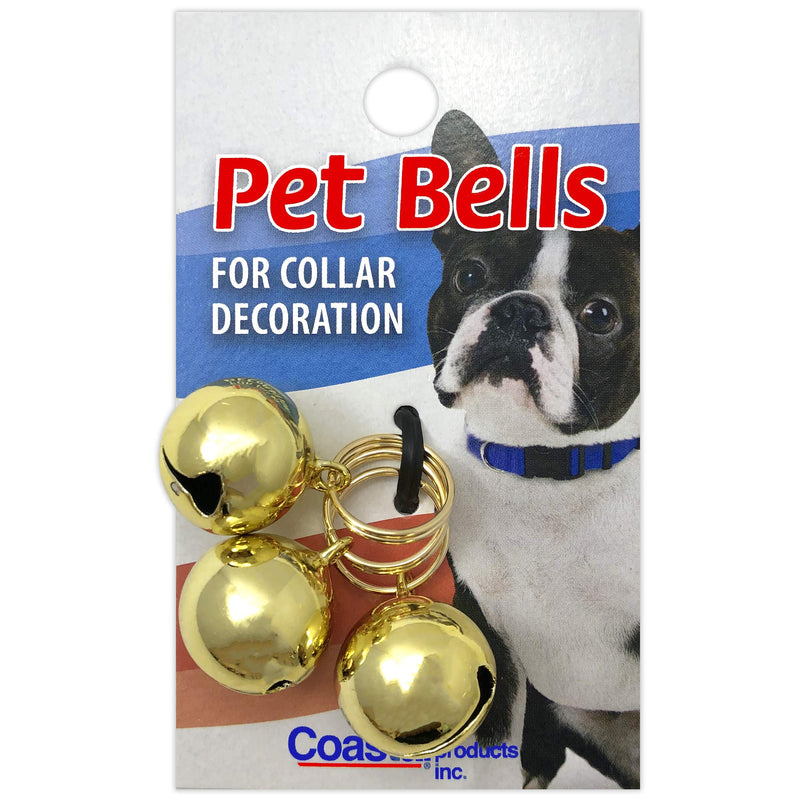 [Australia] - Coastal Pet Round Dog Bells Collar Decoration, 1-Inch Gold (3-Count) 