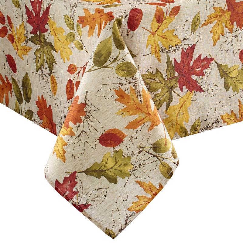 Elrene Home Fashions Autumn Leaves Printed Fabric Tablecloth for Fall/Harvest/Thanksgiving, 52"x52" Square, Multi Tablecloth (1) - PawsPlanet Australia