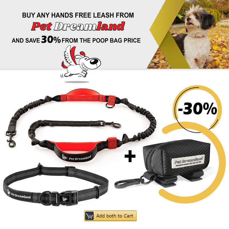 [Australia] - Dog Bag Dispenser - Pet Waste Bag Holder Leash Attachment - Includes one Free Roll of Poop Bags - Zippered Pouch, Hook&Loop Straps and Carabiner Clip for Easy Carry Black 