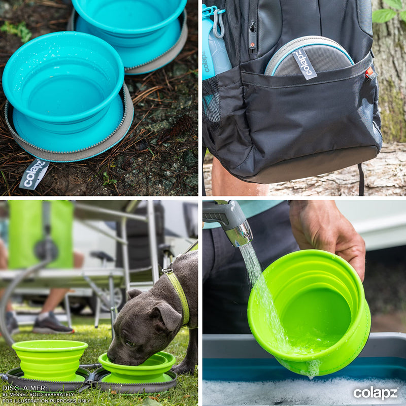 Two Collapsible Dog Bowls - Dog Water Bowl - Foldable Bowl with Travel Case - Grey 1. Colapz Grey Bowls - PawsPlanet Australia