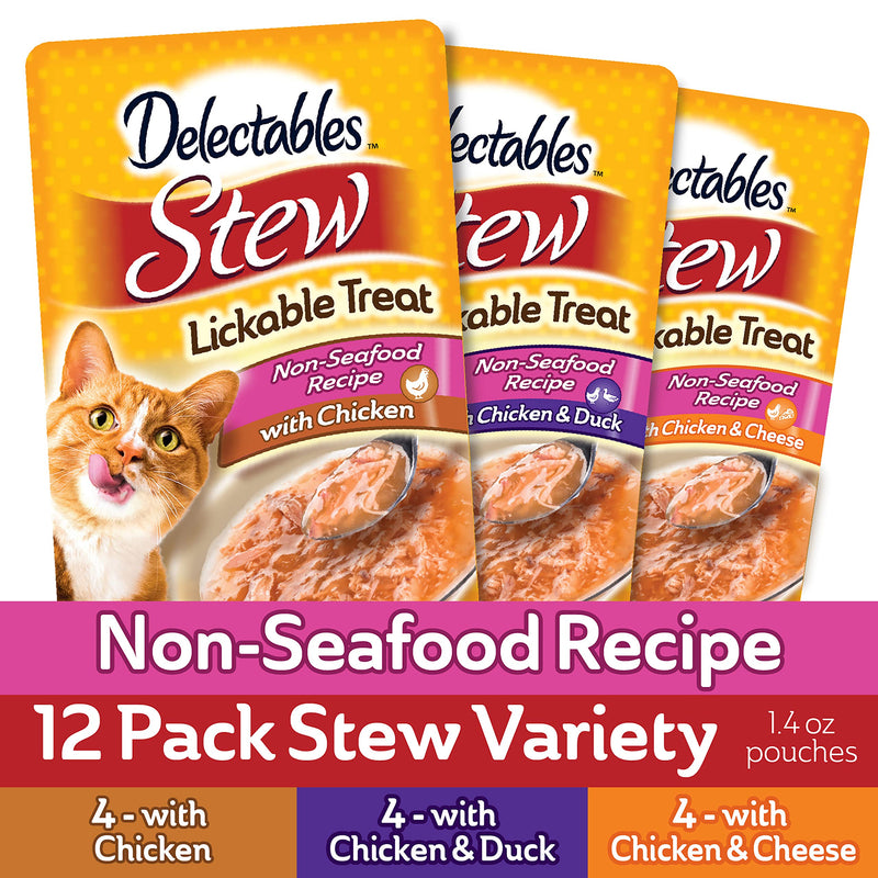 Hartz Delectables Non-Seafood Stew Lickable Wet Cat Treats for Adult & Senior Cats, 12 Count Multiple Flavors Variety 12 Count (Pack of 1) - PawsPlanet Australia