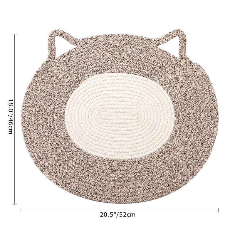 Holeco Comfy Cotton Rope Pet Cushion Pet Placemat, Cat Mat Nap Pad Sleeping Carpet Scratching Mat, Suitable for Small and Medium Pet (20.5" x 10.8") Cream & Brown - PawsPlanet Australia