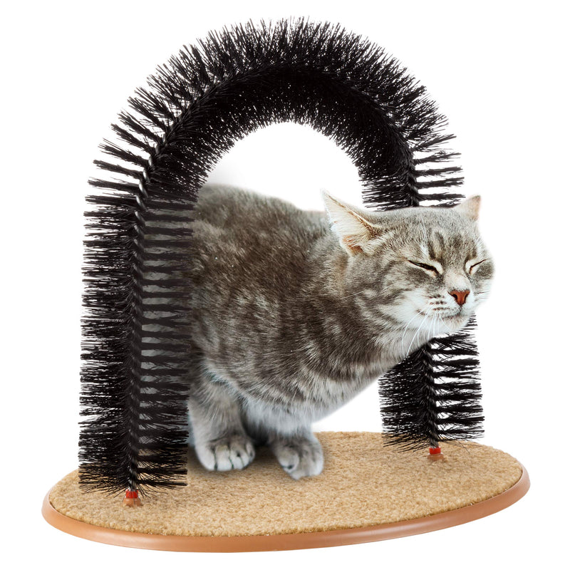 PETMAKER Self Grooming Cat Arch- Bristle Ring Brush and Carpet Base Groomer, Massager, Scratcher for Controlling Shedding, Healthy Fur and Claws - PawsPlanet Australia