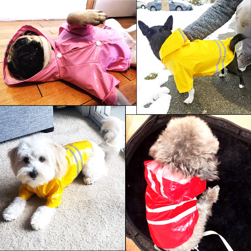 [Australia] - Cutie Pet Dog Raincoat Waterproof Coats Lightweight Rain Jacket Breathable Rain Poncho Hooded Rainwear with Safety Reflective Stripes for Small to Large Dogs S (back length: 9.75’’ weight: 2.5-5 lb) Pink 