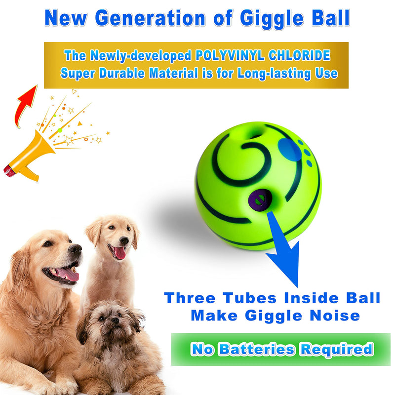 Giggle Ball Dog Toy Material Upgraded, Interactive Dog Toys Soccer Make Noise Sound Funny Puzzle, Wobble Giggle Dog Ball IQ Training for Puppies, Small, Medium, Large Dogs Favorite Gift Green - PawsPlanet Australia