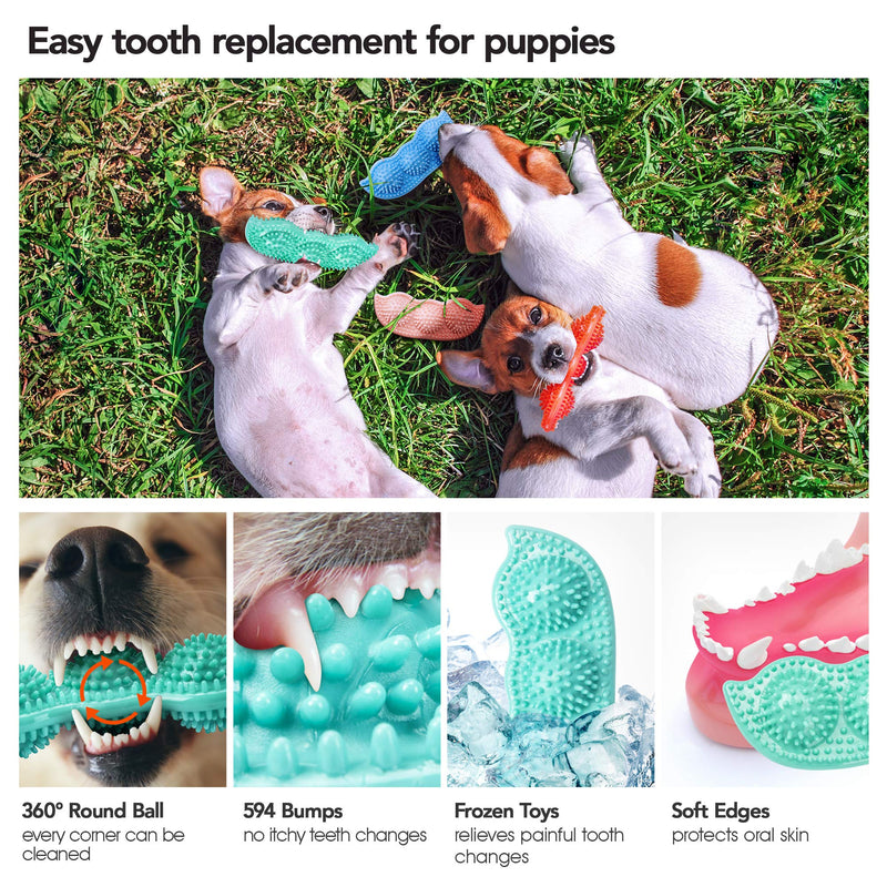 Puppy Chew Toys for 2-7 Months-4pcs Puppy Teething Chew Toys -Puppy Toys for Teething Small Dog Soothes Itchy and Painful Teeth -360°Cleaning Dog Toys for Puppies -PETAOWU - PawsPlanet Australia