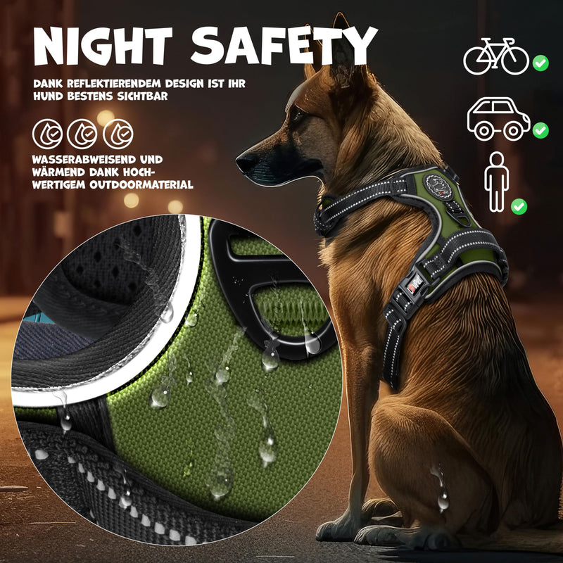 Lovpet® Dog Harness No Pull & Choke for Large Dogs Breathable & Soft Chest Harness Reflective | No-pull tableware including bag rolls | Adjustable harness with handle Khaki XL - PawsPlanet Australia