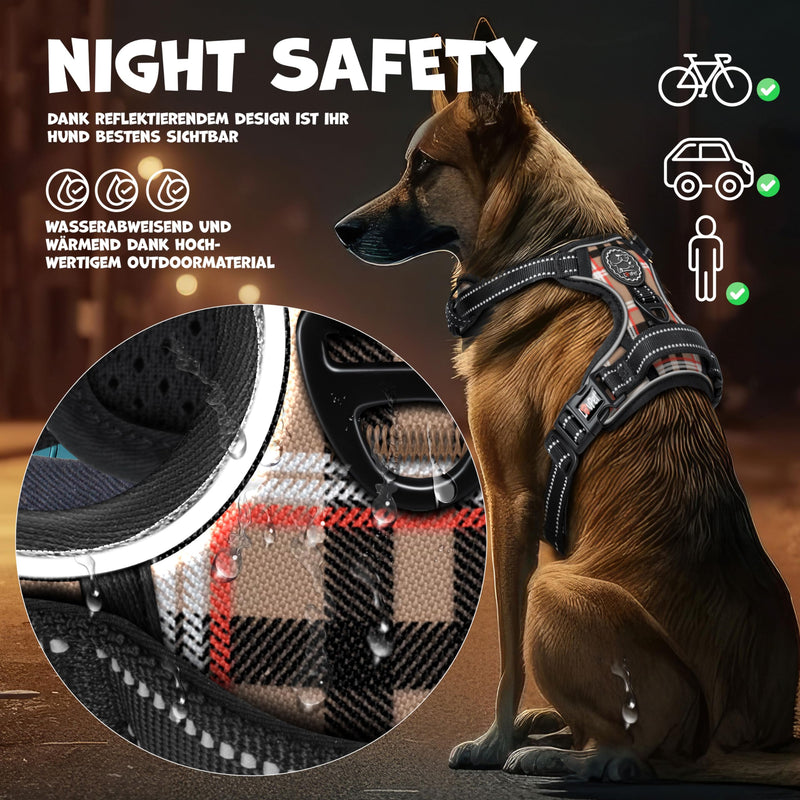 Lovpet® dog harness without pulling & choking for small dogs & puppies breathable & soft chest harness reflective | No-pull tableware including bag rolls | Adjustable harness with handle Beige S - PawsPlanet Australia