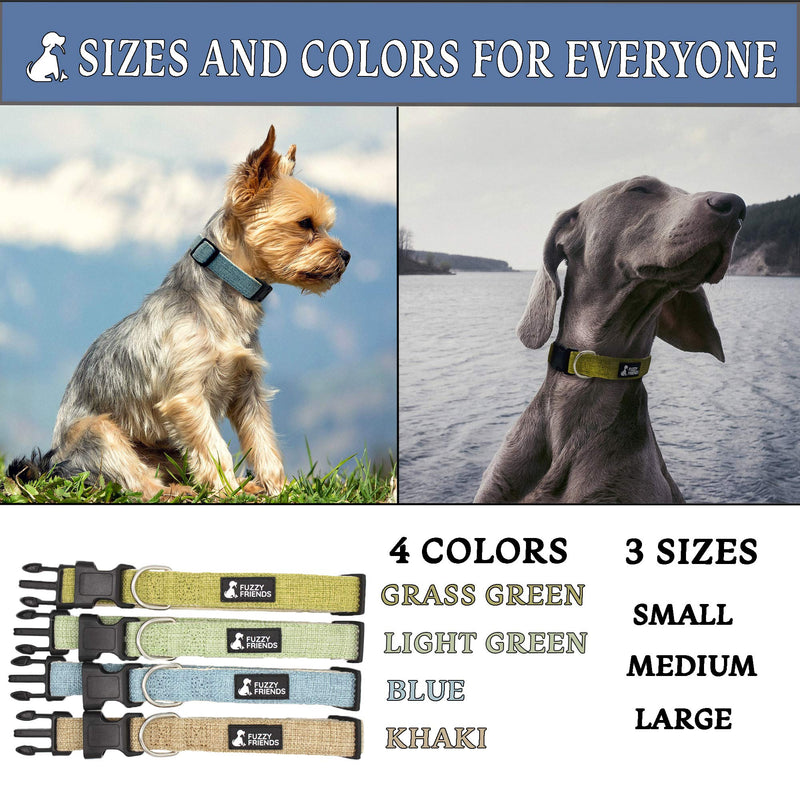 Blue Hemp Dog Collar. Natural, Chemical Free Dog Collars for Your Fuzzy Friends with Sensitive Skin. an Environment Friendly Collar Made of Sustainable Hemp with no Harsh Dyes or Chemicals. Blue collar only Small - PawsPlanet Australia