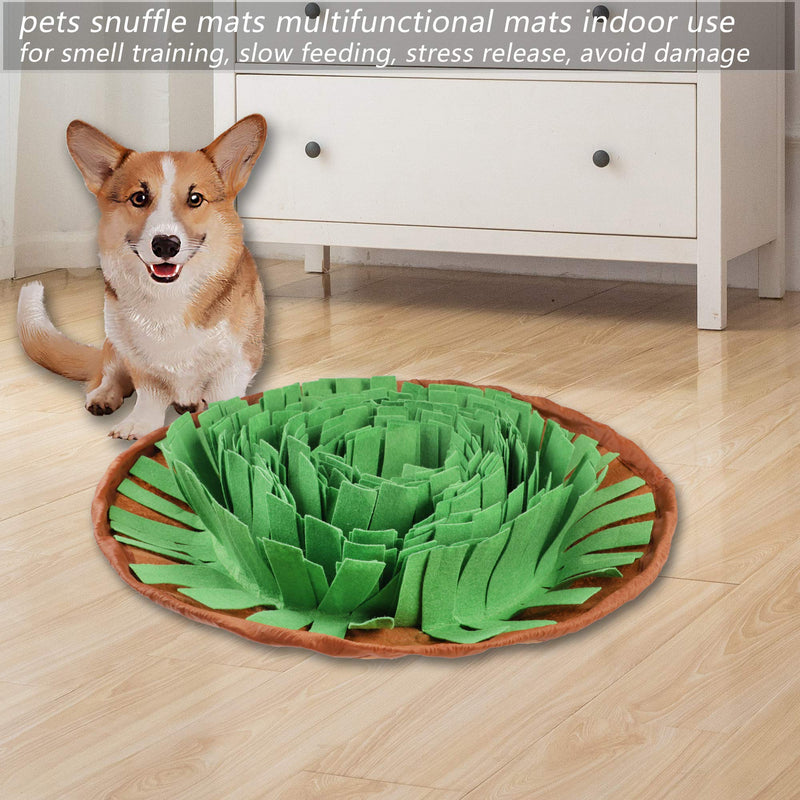 Famibay Snuffle Mat Dogs Feeding Mat Nosework Smell Training Mat Pets Snuffle Bowl Treat Dispenser Puzzle Toy for Slow Eating Stress Release Adjustable Size Washable and Portable (Green) Green - PawsPlanet Australia