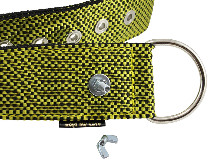[Australia] - Bolted Heavy Duty Extra Wide Triple Layer Tie Out Dog Collar for XLarge Dogs 20"-24" Neck, 2" Wide Yellow 