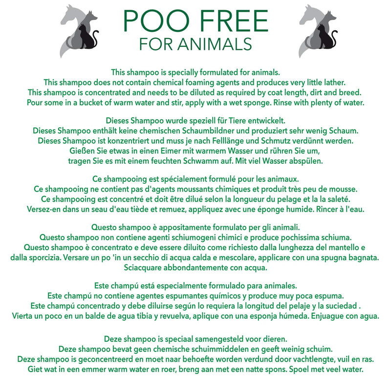 POO FREE Natural SOOTHING HORSE SHAMPOO - ALOE VERA, GERANIUM & LAVENDER - 250ml No Sulfates, No Parabens, No Silicones. Soothes, Relieves Itchiness, Eliminates Germs and Smells. Concentrated. - PawsPlanet Australia