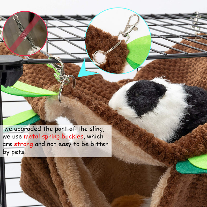 DMISOCHR Small Animal Hammock - Hanging Bunkbed Hammock & Tunnel Cage for Ferret Hamster Parrot Rat Guinea-Pig Mice Chinchilla Flying Squirrel - Warm Plush Cage Hideout Swing Pet Hammock - PawsPlanet Australia