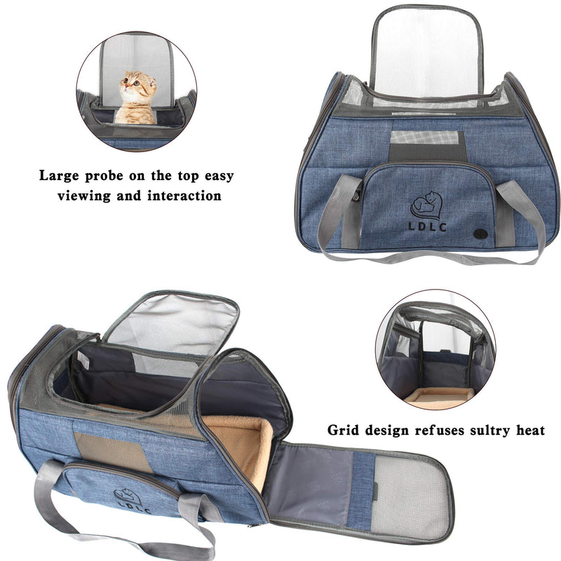 DAWOO Cat Carrier Airline-Approved Travel Pet Carrier,Dog Carrier,Suitable for Small and Medium-Sized Cats and Dogs(Denim Blue) Denim Blue - PawsPlanet Australia