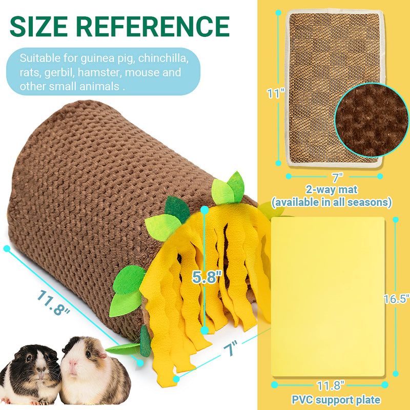 ORZECHKO Guinea Pig Tunnel House - Small Animal Hideout Tube Cage House for Hamster Rat Mice Parrot Chinchilla Hedgehog Flying Squirrel - Playing Sleeping Resting Fleece Warm Bed Plush Nest Habitats Brown - PawsPlanet Australia