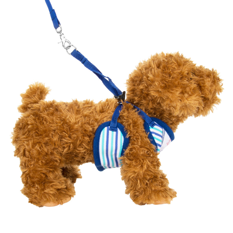 [Australia] - CueCue Pet Choke Free Stripped Harness and Leash Combo Set Large Blue Stripped 