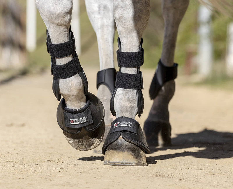 LeMieux Carbonite Over Reach Horse Boots Pairs with Ballistic Outer Shell, Soft Lining & Collar - Equestrian Protection Footwear M Black - PawsPlanet Australia