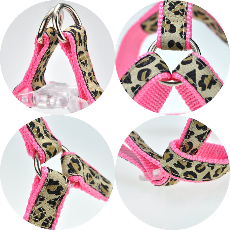 [Australia] - Mile High Life Dog Collar, Harness and Leash | Leopard Design | Perfect Accessory for Walking Your Dog Medium Neck 13"-17" Pink 