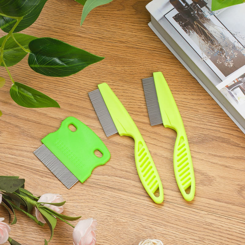 3 Pcs Flea Combs, Stain Remover Pet Combs for Cat Dog Fleas Lice Tear Fine Tooth Grooming Removal Tool, green - PawsPlanet Australia