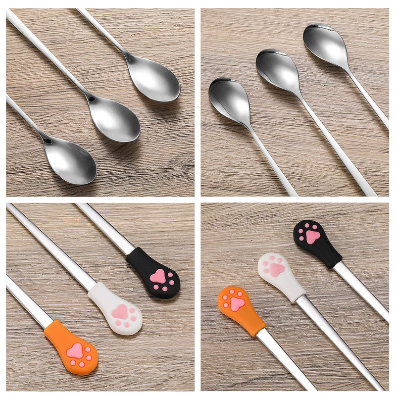 6 Pieces Dog Can Spoon Stainless Steel Pet Spoon Dog Food Spoon with 7 inch Long Handle Cat Canned Food Scoop with Cute Cat Claw Pattern for Pet Dog Cat Food Can - PawsPlanet Australia