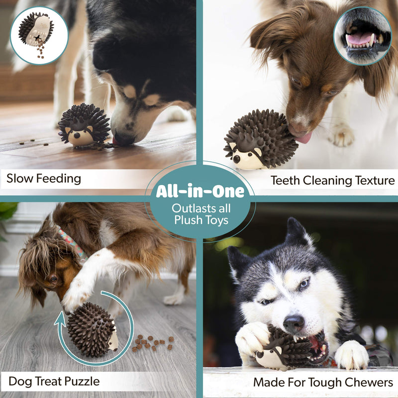 BellaBoo Pets Interactive Dog Toy for Strong Chewers - Freddy The Hedgehog All-in-One Treat Ball + Food Dispensing Slow Feeder Dog IQ Puzzle + Dental Chew Toy for Medium and Large Breed Dogs - PawsPlanet Australia