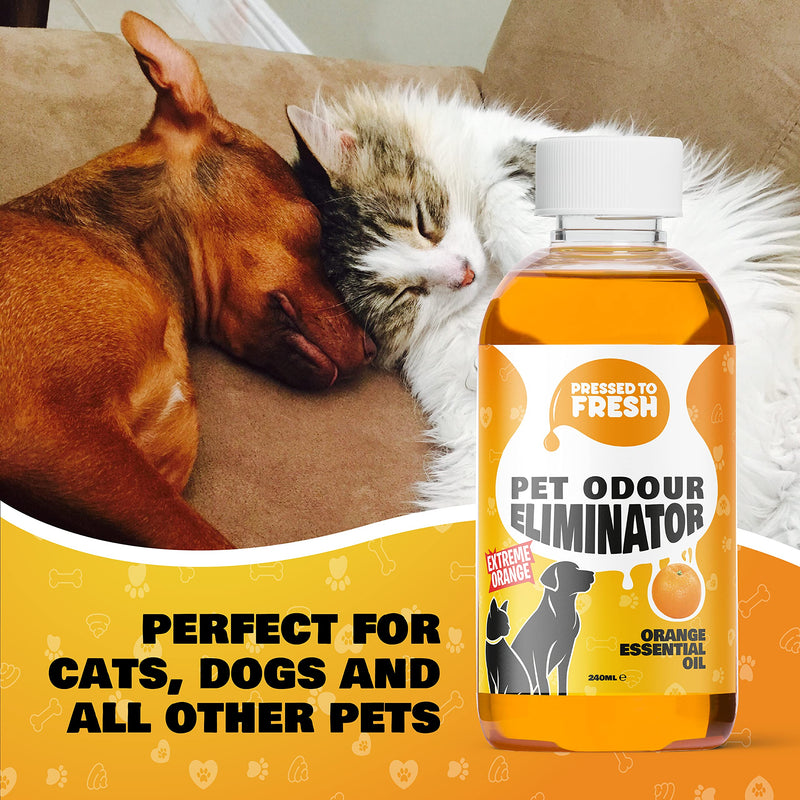 PRESSED TO FRESH - Pet Urine Odour Eliminator & Neutraliser - Natural Cold Pressed Orange Oil Enzyme Cleaner - Makes 4 Litres - Cleans Dog & Cat Smells, Carpet, Bins, Litter Trays - Pet Deodoriser - PawsPlanet Australia