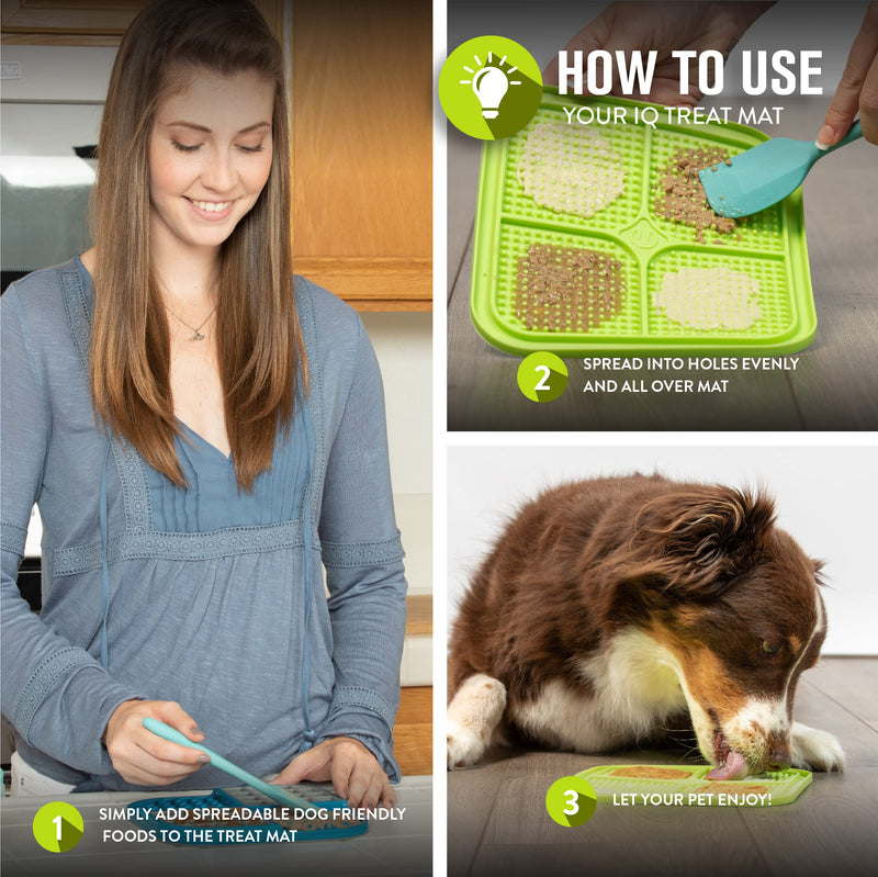 Hyper Pet IQ Treat Mat | Made in USA | Dog Lick Mat & Fun Alternative to Slow Feeder Dog Bowls, Snuffle Mat for Dogs, and Dog Puzzle Toys | Calming Mat for Dog Anxiety Relief | Just Add Healthy Treats S/M Green - PawsPlanet Australia