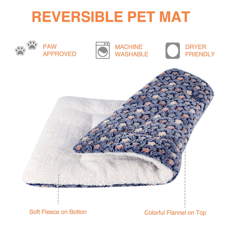 Mora Pets Ultra Soft Pet (Dog/Cat) Bed with Cute Prints | Reversible Fleece Crate Bed Mat | Machine Washable Pet Bed Liner X-Small Dark Blue - PawsPlanet Australia