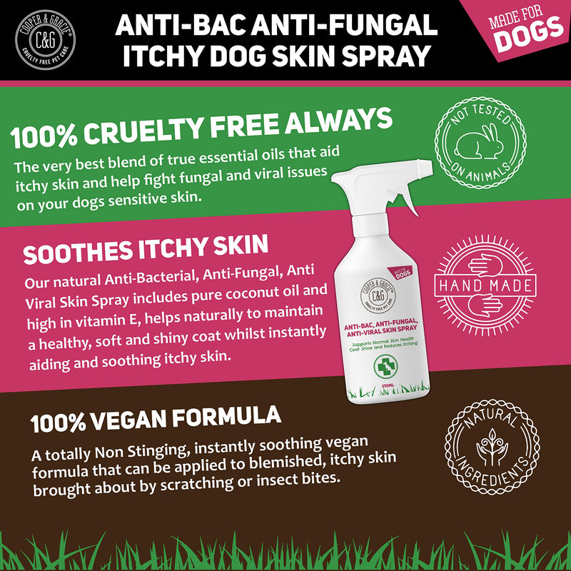 C&G Pets Antibacterial Anti Fungal Itchy Dog Spray | Dogs Allergy Itch Relief | Animal Skin Itch Skin Spray 250ML - PawsPlanet Australia