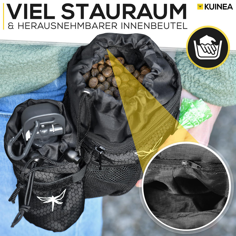 KUINEA treat bag for dogs to hang around the shoulder - practical dog treat bag - 4 carrying options - dog treat bag with poop bag dispenser - removable inner bag - robust and durable - PawsPlanet Australia