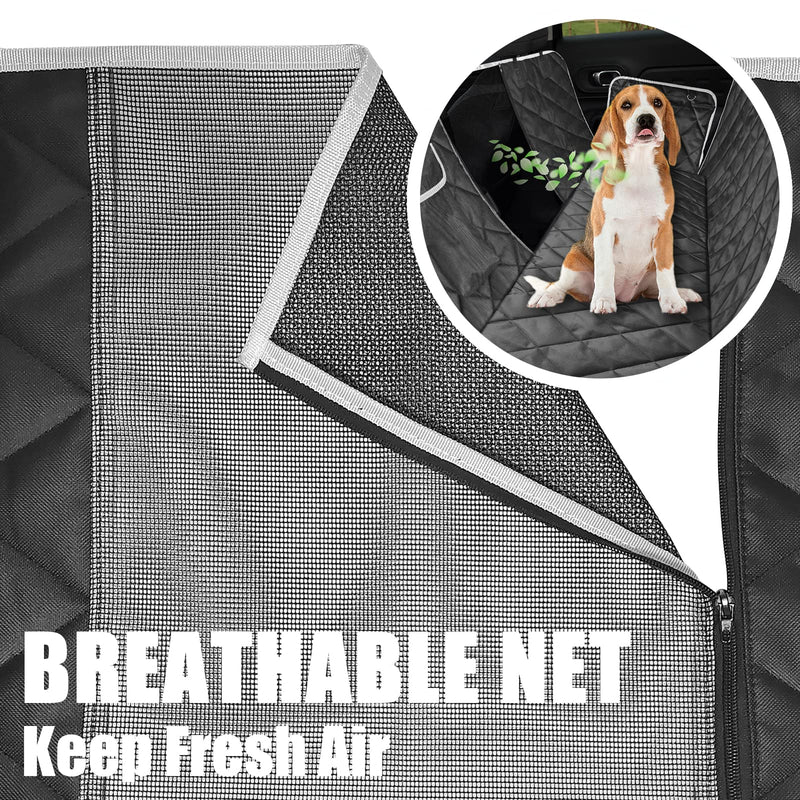 Dog Car Seat Cover,100% Waterproof with Mesh Window And Storage Pocket,Durable Scratchproof Nonslip Dog Car Hammock with Universal Size Fits for Cars/Trucks/SUV Black/White - PawsPlanet Australia