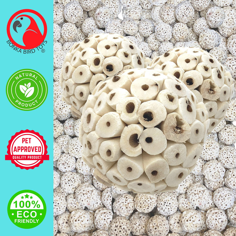 Bonka Bird Toys Natural Sola Ball Soft Chew Shred Foraging Parrot Amazon, Cockatiel, Conure, Quaker, Caique, Eclectus, Budgie, Parakeet, Rabbits, Guinea Pigs, Chinchilla, Bunny. Pack (3) - PawsPlanet Australia