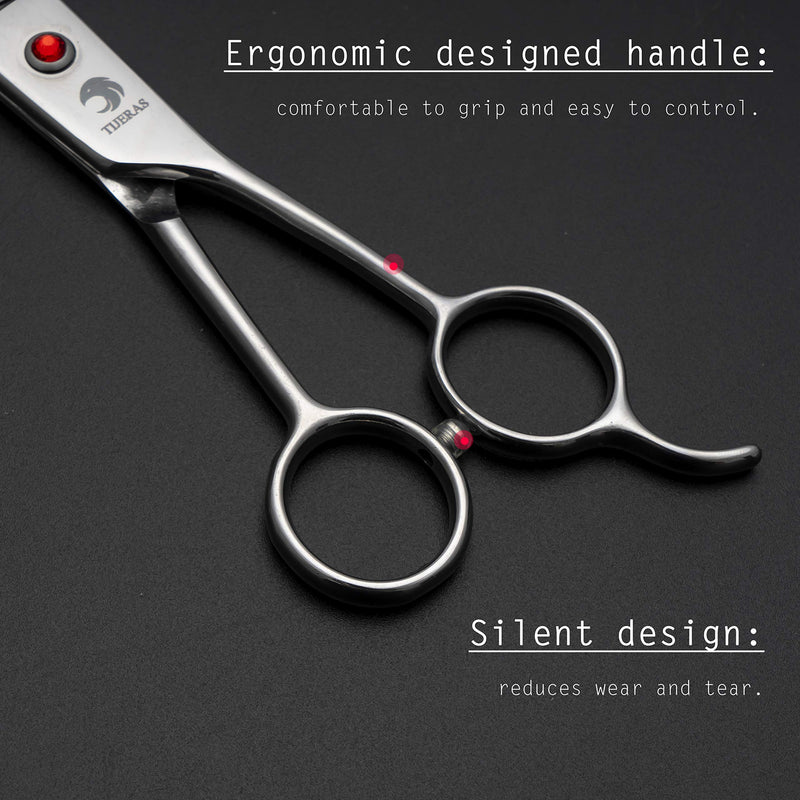 [Australia] - Dog Grooming Scissors Curved Thinning Shears Chunkers for dogs Handmade Left Right Handed Scissors Pets Hair Cutting Shears Cat Grooming Scissors for Hair Trimming 440CJapanese Steel Balde 6.5inch Righty 