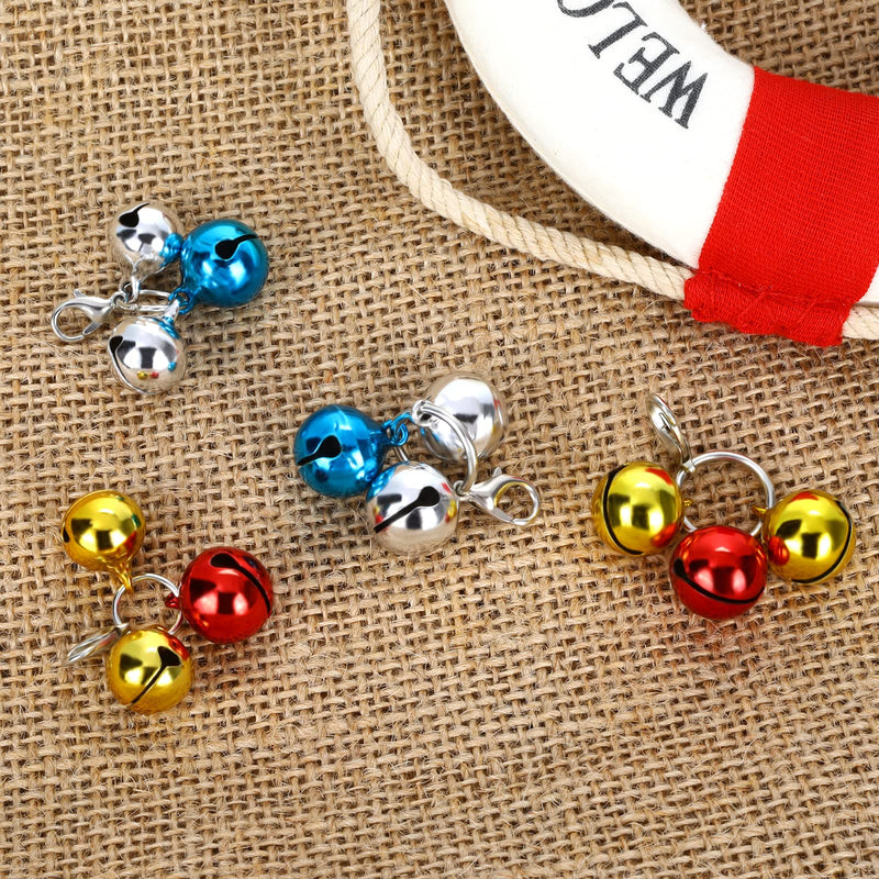 Molain 12 Bells Cat Dog Collar Bells, 4 Sets Jingle Bell for Cat Collar Dog Collar Charms Colourful Small Bells with Clasps Pet Collar Accessories Festival Party DIY Decoration (12 Bells) - PawsPlanet Australia